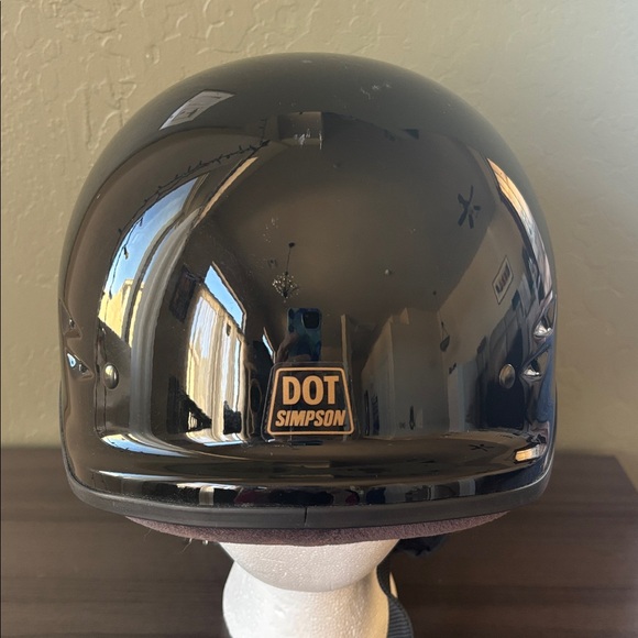 Harley Davidson Shorty Black Gloss Motorcycle Half Helmet DOT Size Small - Picture 4 of 9